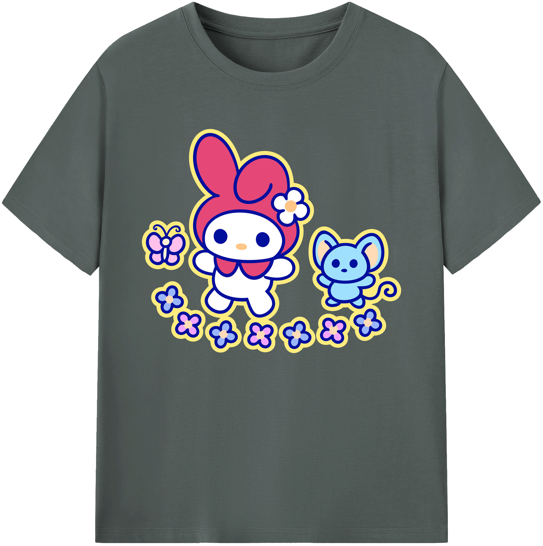 （画像用） Hello Kitty ハローキティ 綿100％ メンズ半袖Tシャツ｜肌触りやわらか＆通気性